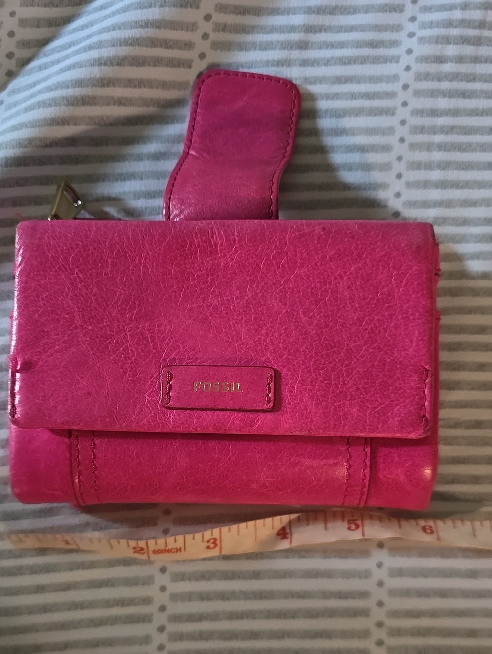 Fossil Fuscha Pink Leather Compact Wallet - Picture 6 of 8